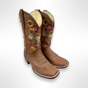 TEXAS TOWN BOOTS embroidered square toe western boots